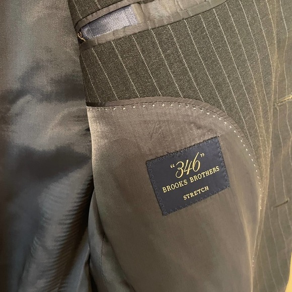 Brooks Brothers 2 Button Blazer Sport Coat 44R Gray Pinstripe Wool Stretch - Picture 3 of 6